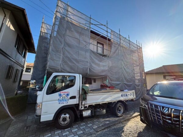 静岡県富士宮市 W様邸 屋根カバー工事 くさび式足場で安全な作業環境を確保
